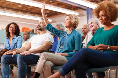 Adults attending a workshop