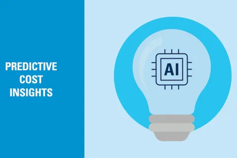 Predictive Cost Insights - A lightbulb with "AI" on it