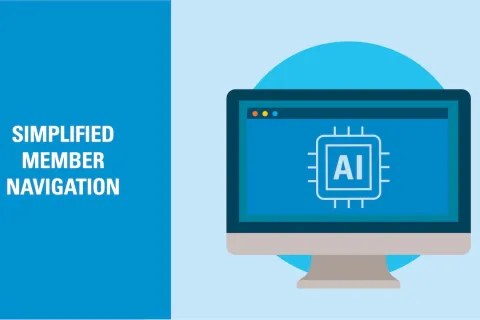 Simplified Member Navigation illustration - A Monitor with "AI" on it