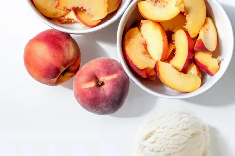 Peaches and ice cream