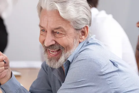 A man in a classroom.