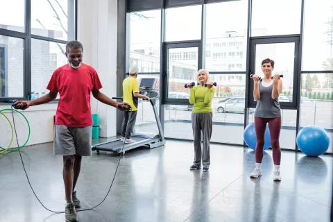 A group works out.
