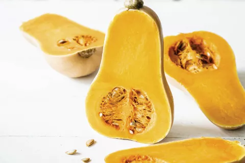 Squash cut into halves.