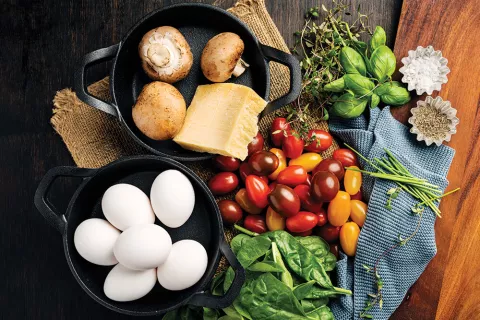 ingredients to make a breakfast wrap.