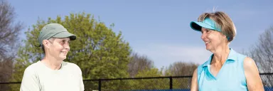 Blue Cross members on the Pickleball court.