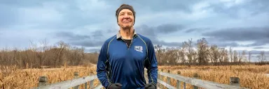 Marathon Mike runs near his home.