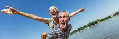 A couple enjoys a day at the beach.