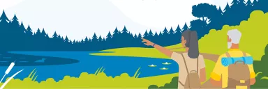 Rendering of a couple hiking.