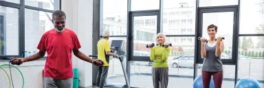 A group works out.
