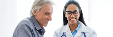 A man talks with his doctor.