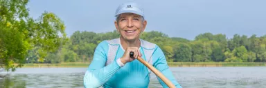 Blue Cross member Kate Ellis in her kayak.