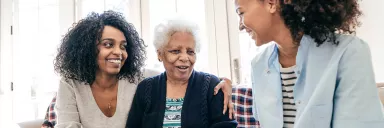 A woman hugs her relative.