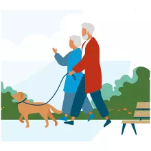A couple takes a walk.