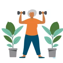 Woman uses weights